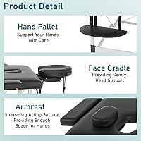 Vista 3 de PayLessHere Aluminium Massage Bed Portable Massage Table 24 inch Wide Lash Bed 2 Folding Height Adjustable Spa Table with Non-Woven Bag for Spa Negro