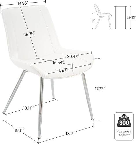 Miniatura 3 de Brage Living Juego de 2 sillas de comedor de piel sintética, modernas, sin brazos, para cocina, comedor, sillas laterales tapizadas con patas de