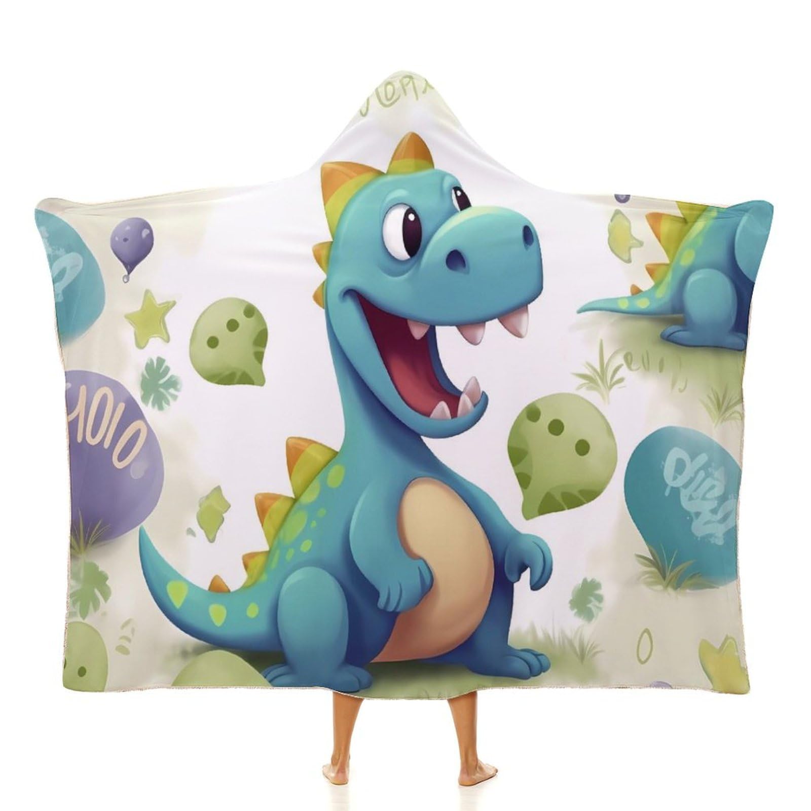 Cape dinosaure anti-froid couverture portable avec capuche pour télétravail et voyage