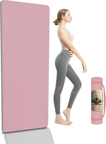 Miniatura 8 de Tapete de yoga de 1/3 de pulgada QMKGEC de 0.315 pulgadas, elastómero termoplástico, antideslizante, extra grueso, de alta densidad, respetuoso con