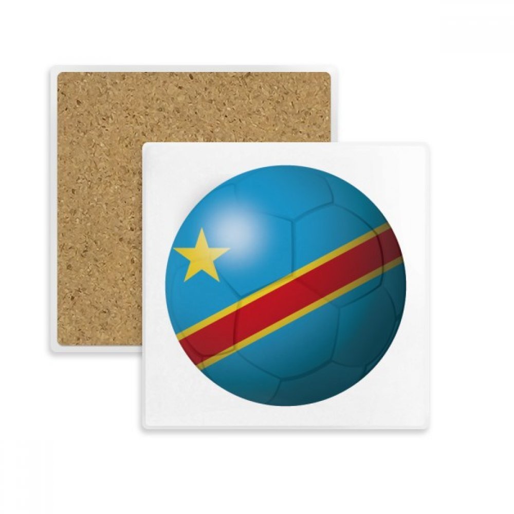 Drapeau National du Congo dessous de verre football pierre absorbante et repose-tasse multicolore