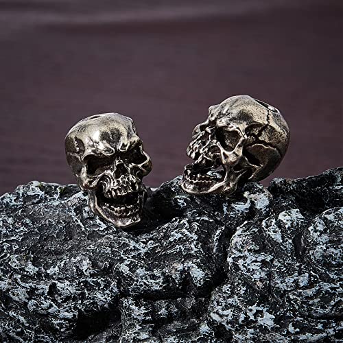 SUPERFINDINGS 2 Pieces Skull Knife Lanyard Bead Brass European Beads Antique Silver Large Hole Beads Paracord Cord Tool Bead 19 x 13 x 17 mm for Key Ring Hole 5.5 mm - Image 2