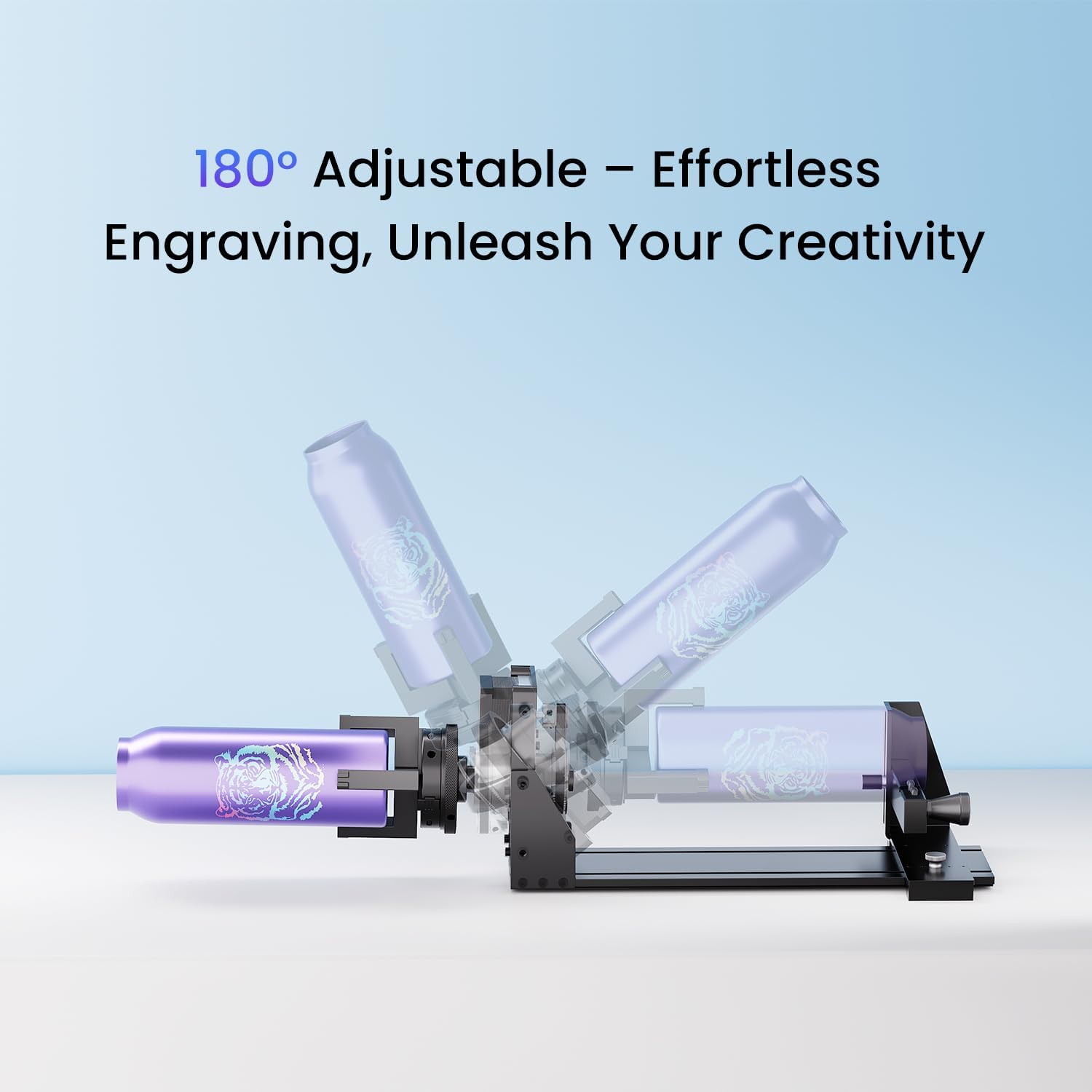 Longer Rotary Extension for Ray5 Series， B1 Series, Other Frame Engraving Machines (Must with 12 Pcs Riser), Y-axis Rotary Roller for Engraving Cylindrical Objects, Wine Glass, Tumbler