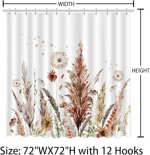 Miniatura 3 de MEHOFOND Cortina de ducha de otoño, estilo bohemio, decoración de baño, cortinas de ducha de diente de león para baño, cortinas de ducha de tela