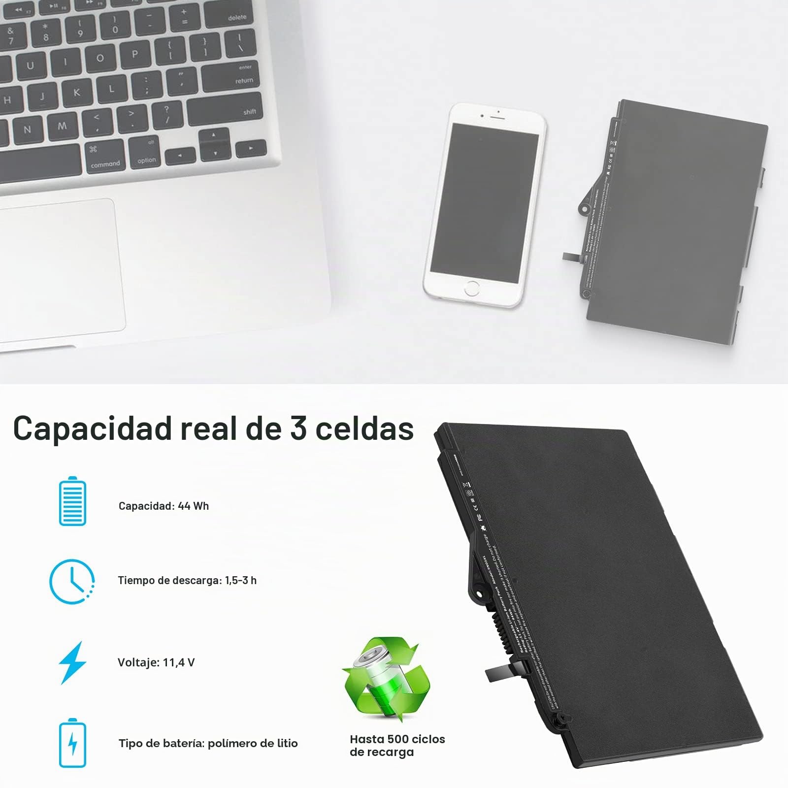 ASUNCELL 11.4V 44Wh SN03XL ST03XL Batería para computadora portátil HP EliteBook 725 G3 725 G4 820 G3 820 G4 800514-001 800232-241 800232-271 800232-541 HSTNN-DB6V HSTNN-I42C HSTNN-L42C HSTNN-UB6T