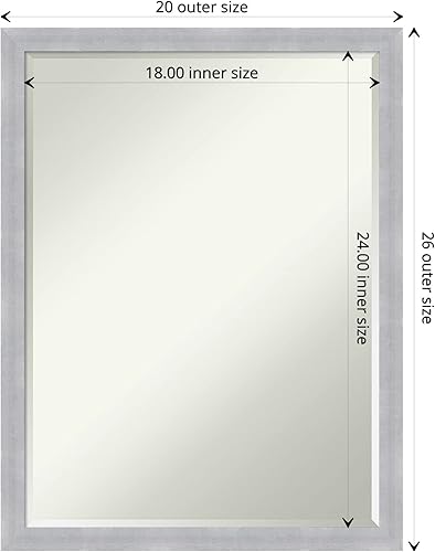 Miniatura 3 de Amanti Art Espejo de baño, espejo de pared estrecho de níquel cepillado Grace para usar como espejo de tocador de baño sobre el fregadero (26 x 20