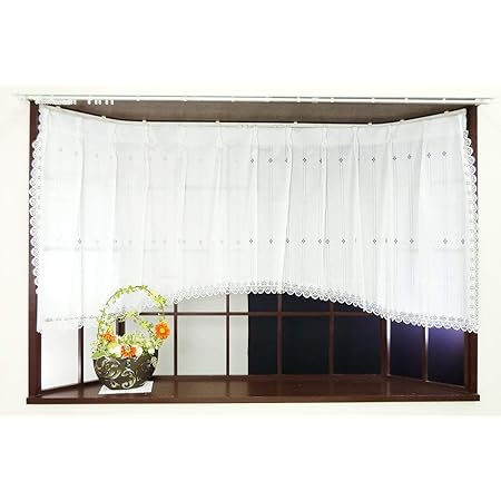 Amazon かーてん屋さんアウトレット 出窓カーテン シンプルでおしゃれなアーチ型 オランジュ 幅0cm 丈90cm 1枚 ホワイト レース カーテン オンライン通販