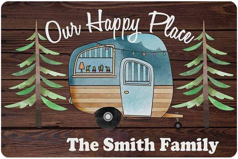 Custom Family Name Making Memories One Campsite at a Time Camper Doormat Indoor Outdoor, Personalized Camper Door Mat Area Rug 24" X 16" Decor