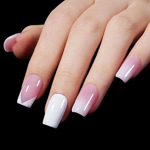 Vista 15 de AILLSA Puntas de uñas extra cortas, 450 puntas de uñas de gel acrílico de cobertura completa, puntas de uñas postizas de doble cara mate preformadas