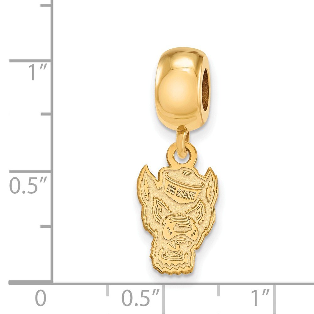 NC State Bead Charm Small (1/2 Inch) Dangle (Gold Plated)