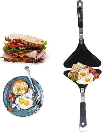 Miniatura 8 de Butty Maker, doble cara rectangular forma butty pan con asa, multifuncional antiadherente a la parrilla panini maker, para cocina y hogar, 13 4 x 7