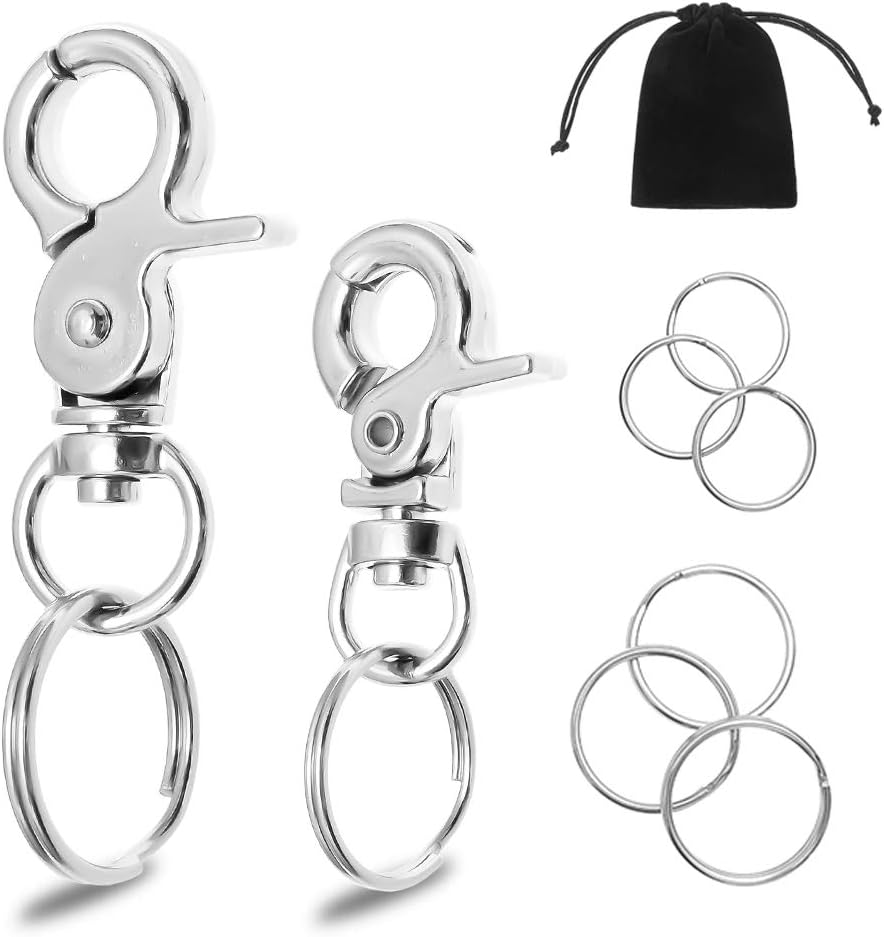 BINGPET Dog ID Tag Quick Clips 2 Pack - 304 Stainless Steel Clips with Replaceable Rings Pet ID Tag Holder for Dog and Cat Collar, Harness