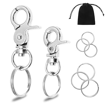 BINGPET Dog ID Tag Quick Clips 2 Pack - 304 Stainless Steel Clips with Replaceable Rings Pet ID Tag Holder for Dog and Cat Collar, Harness