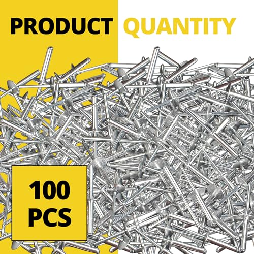 Image of 100PCS Large Flange Aluminum Pop Rivets 3 /16 inch x 3 /8 inch Aluminum Boat Rivets Dome Body Blind Rivet Set for Sheet Steel Duct Work Marine Long Pop Rivets with Big Head Steel Mandrel