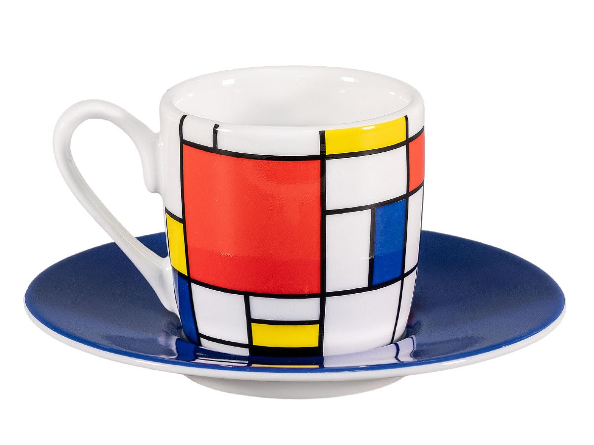 Könitz Espresso Tassen Set Mondrian Small Fragments. 4 Kaffeetassen 65ml aus Porzellan. Espressotassen modern, bunt