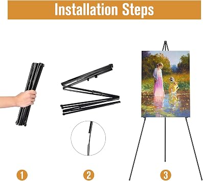 Easel Stand for Display, Aredy 63 Portable Painting Easel, Lightweight Metal Easels for Painting Canvas, Wedding Sign (4 Pack)