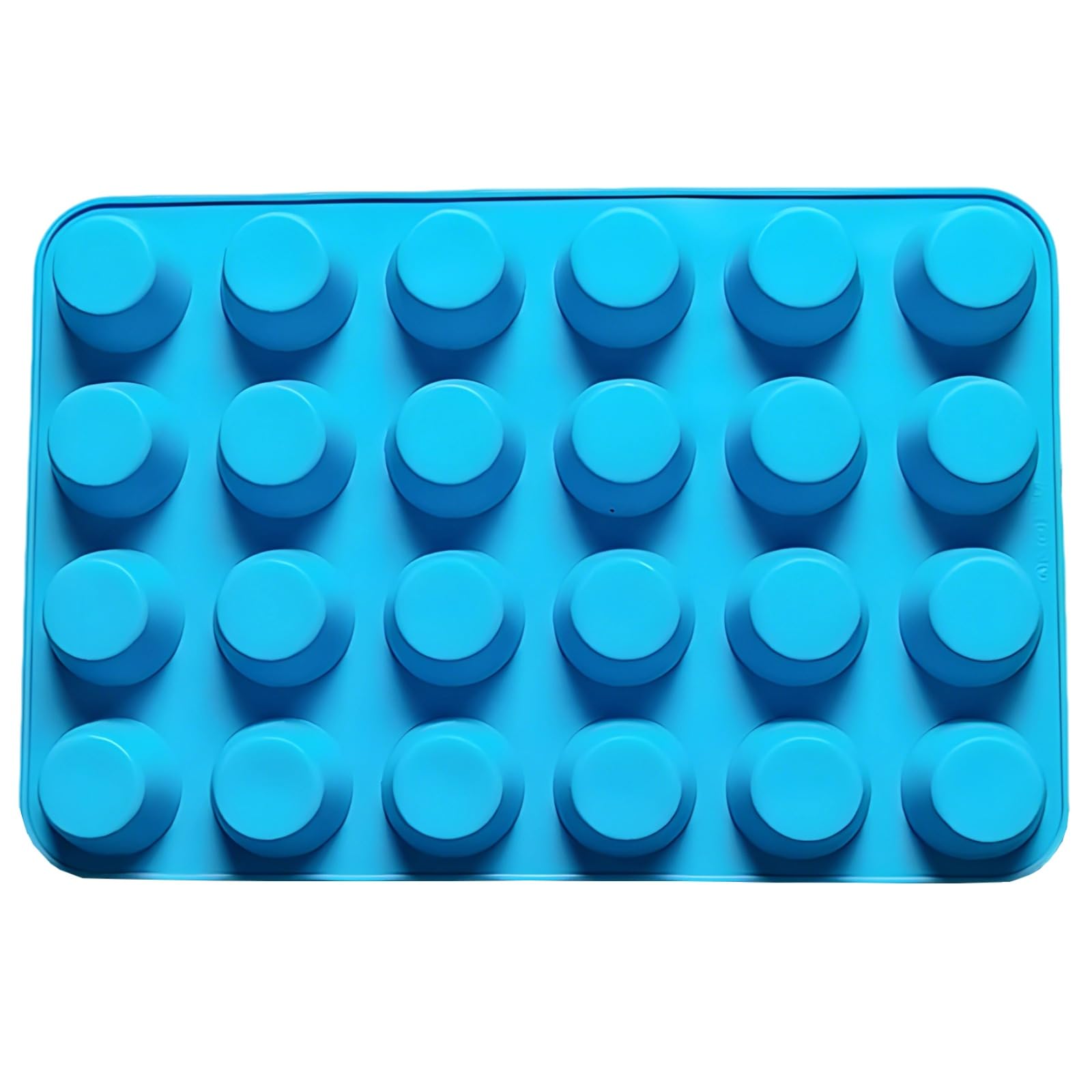 Moule en silicone 24 cavités, mini moule à tartelettes antiadhérent pour bouchées au beurre de cacahuète, gâteau, mousse, pâtisserie, gelée, pain, bonbons au chocolat, bleu, 33,5 x 22,7 x 2,7 cm
