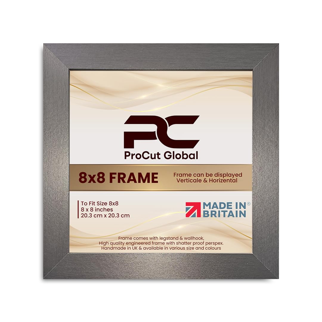 Procut Global 8X8 Aluminium Picture Frames - Modern Wooden Photo Frame with Shatterproof Perspex for Wall or Tabletop - Perfect for Posters, Certificates, Prints - Sizes & Colors Available โ image 1
