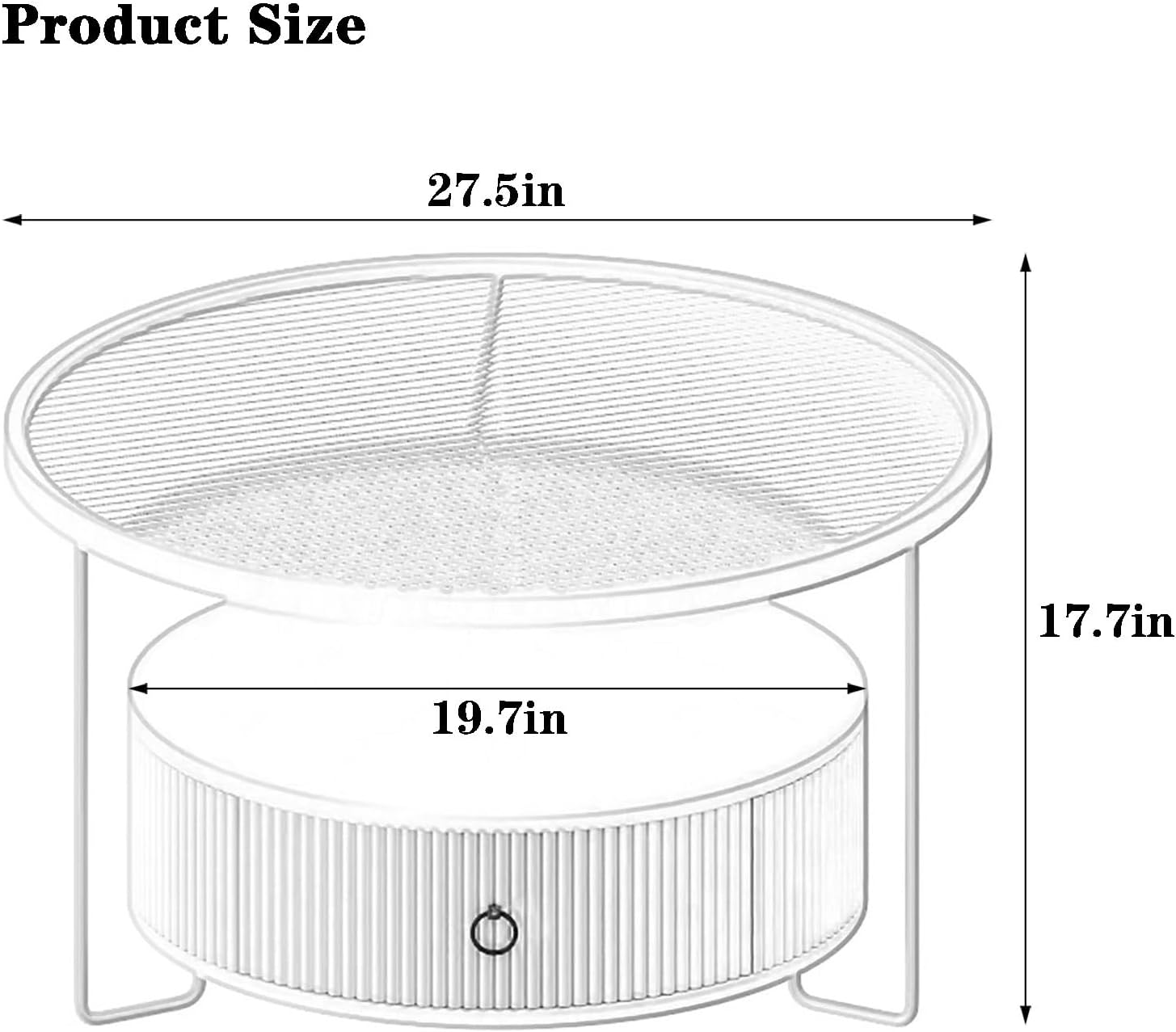 Round Coffee Table 2-Tier Modern Glass Coffee Table With Open Shelves White Coffee Table With Storage Drawers Coffee Tables For Living Room With Metal Frame Easy Assembly For Living Room Bedroom ( Col
