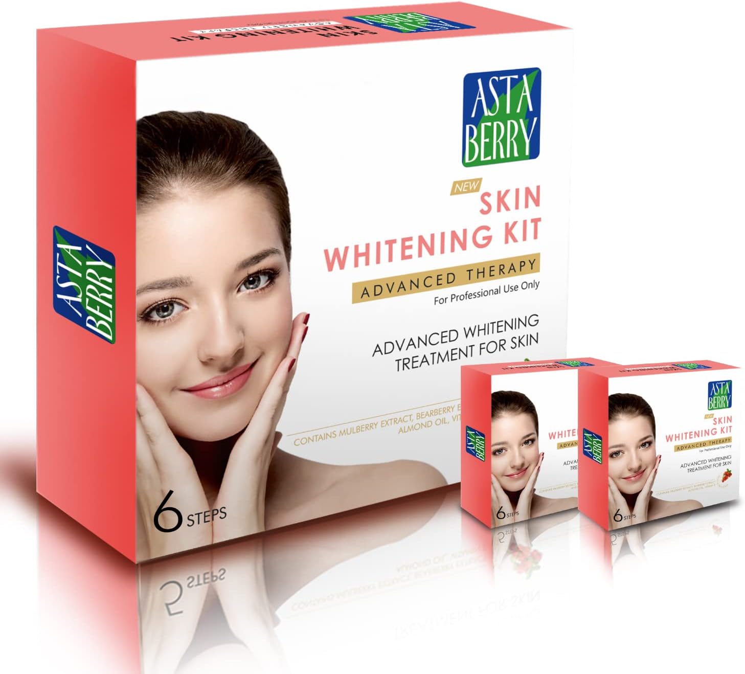 Astaberry Skin Whitening Professional Facial Kit 12 Pouch Set (6 Steps) Advanced - Goodness Of Almond Oil | Mulberry & Bearberry Extract | Vitamin E | Improving skin tone