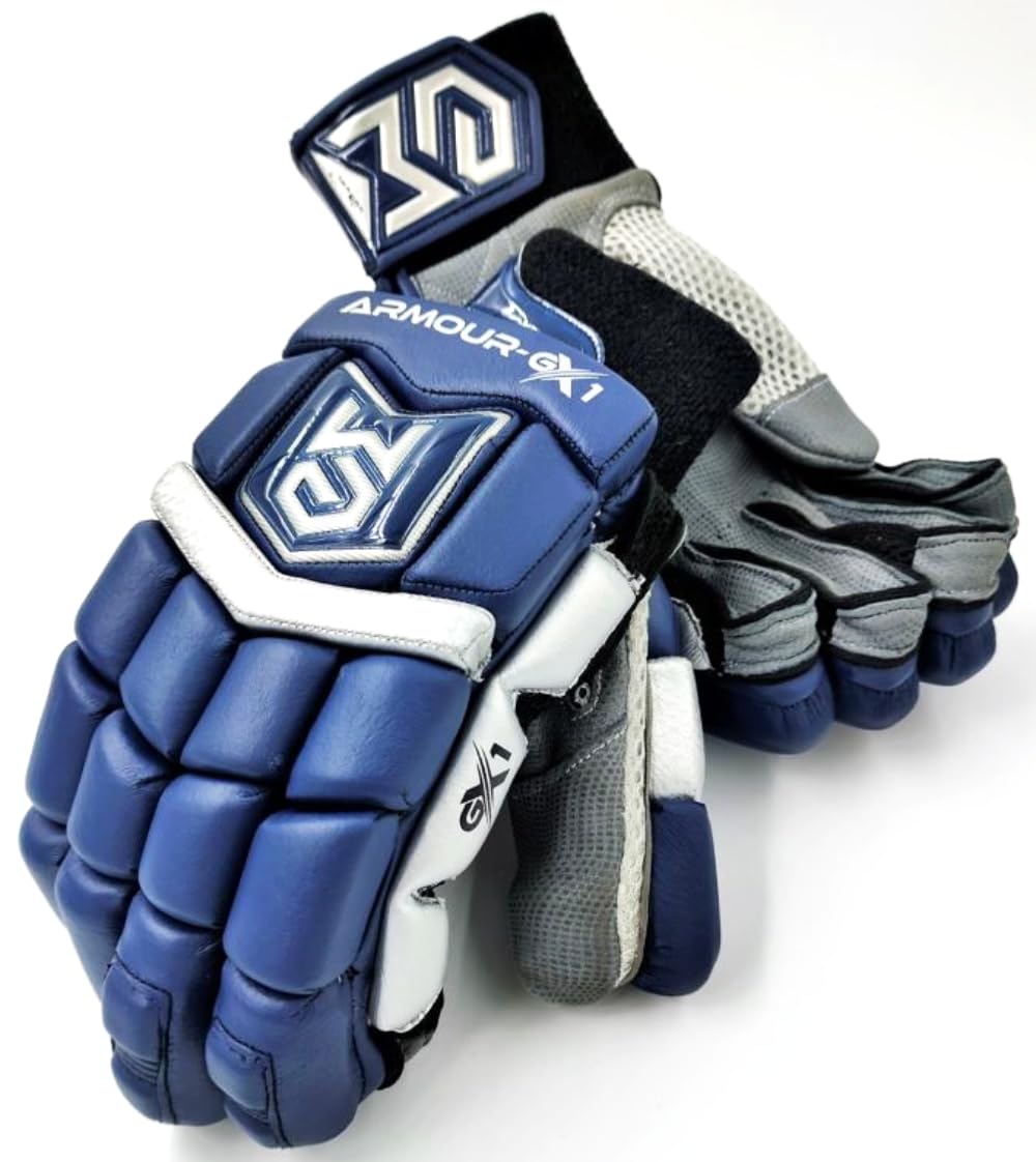 Armour-GX1 (3.0) Leather, Polyurethane Cricket Batting Gloves - Navy Blue-Silver, Medium, Right-picture-31