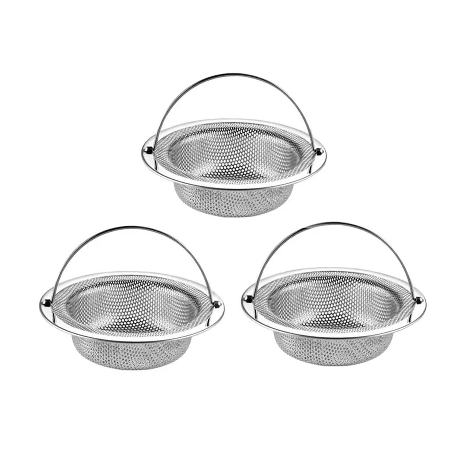 Stainless Steel Kitchen Sink Filter, Garbage Food Residue/Hair Catcher, Strainers for Wide 4.5 Inch Diameter for Kitchen(Color1-3pcs)