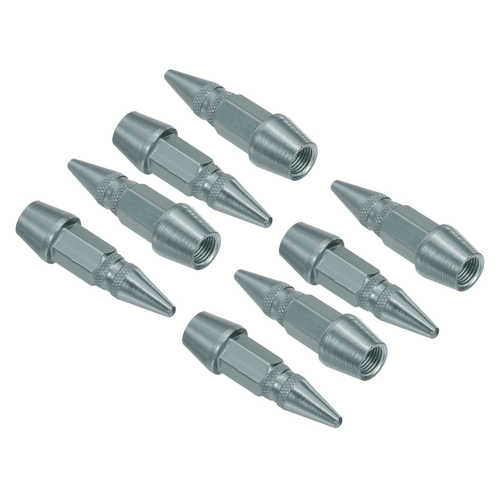 PATIKIL Spiked Shape Tire Valve Stem Caps 45mm, 8 Pcs Aluminum Alloy Car Wheel Valve Cap Universal Dustproof Tire Valve Covers for Car Bike Motorcycle Truck, Grey