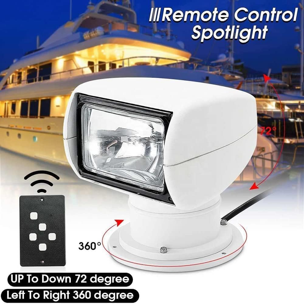 1pcs Remote Control Spotlight for Boat Truck Car Marine Yacht, Searchlight 24V 100W White Waterproof 360 Degree Rotate Omnibearing Lighting