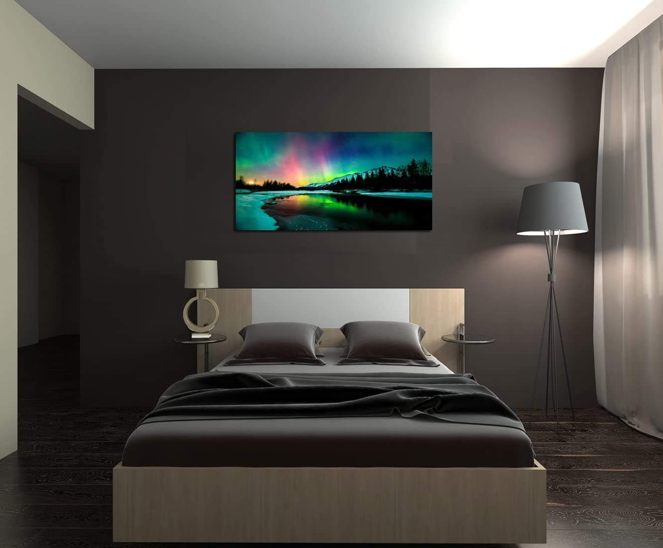 Aurora scenery Painting on Canvas Stretched and Framed