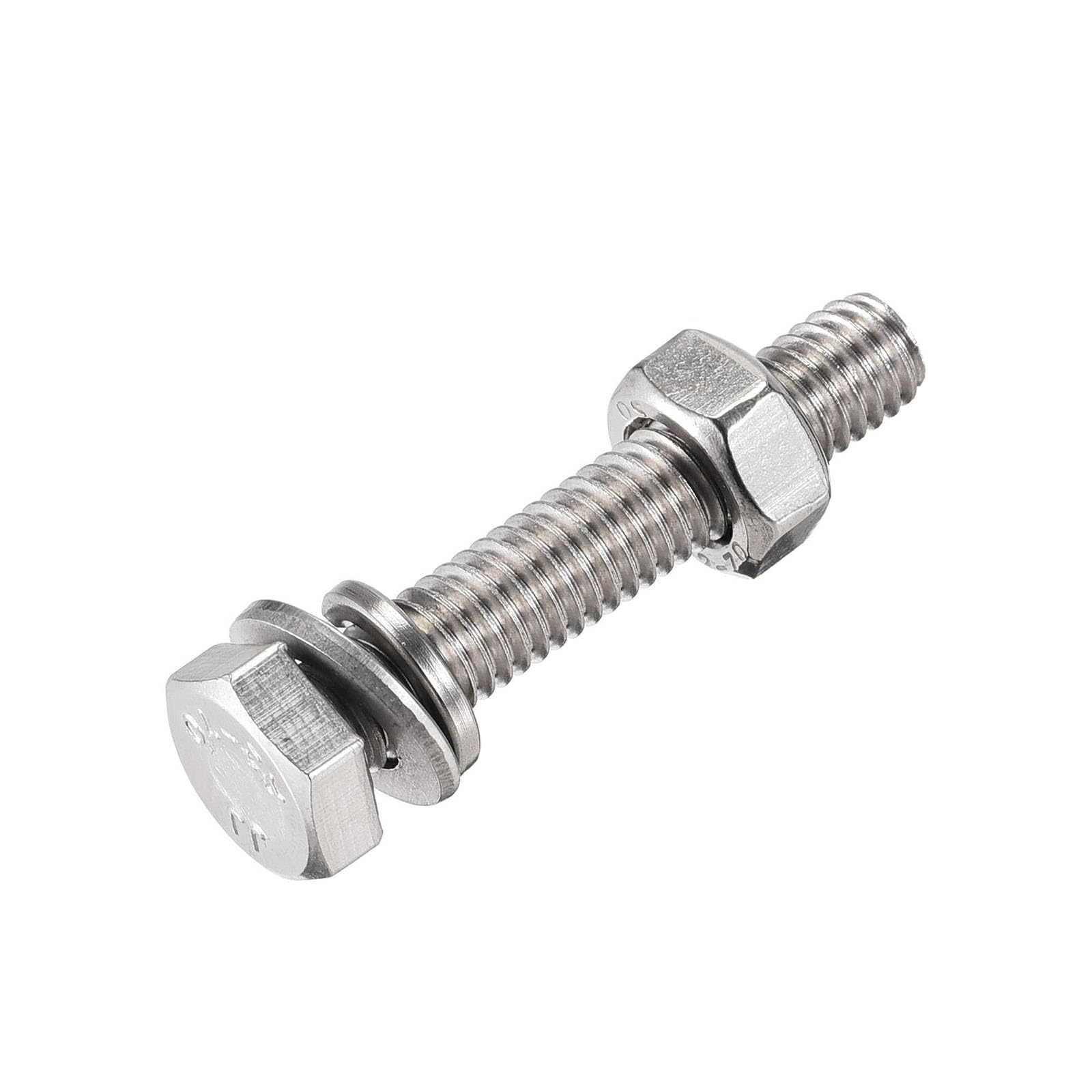TOP-VIGOR 10Pcs M6 x 35mm Hex Head Screws Bolts, Nuts, Flat & Lock Washers Kits - Image 4