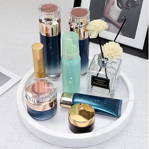 Miniatura 12 de Bandeja de tocador de mármol natural, bandeja para joyas de perfume, bandeja otomana redonda para bebidas, mesa de café, decoración del hogar