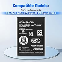 Vista 3 de TI 84 Plus - Batería CE, repuesto para Texas Instruments TI-84 Plus CE, parte no 3.7L1200SPA, P11P35-11-N01 3.7V 3200mAh