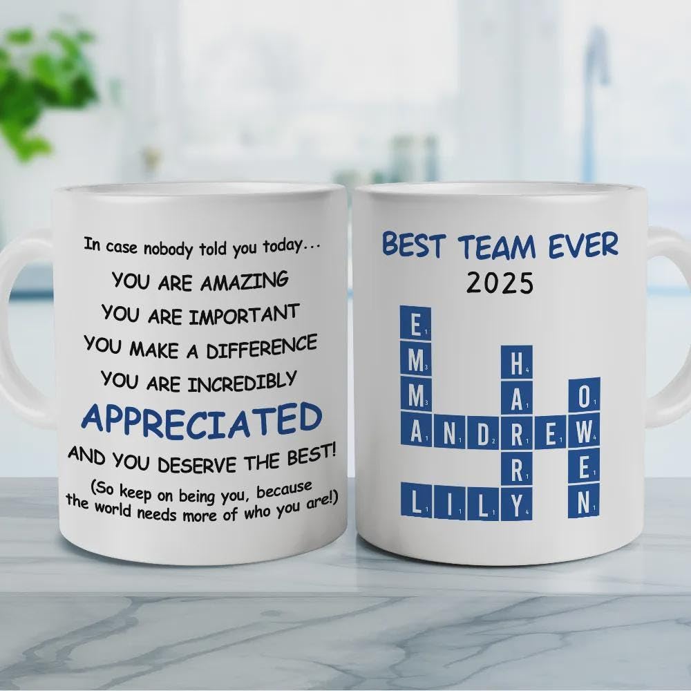 Best Team Ever Funny Coffee Mugs Personalized Crossword Team Cups For Coworker Thank You Gift For Women Best