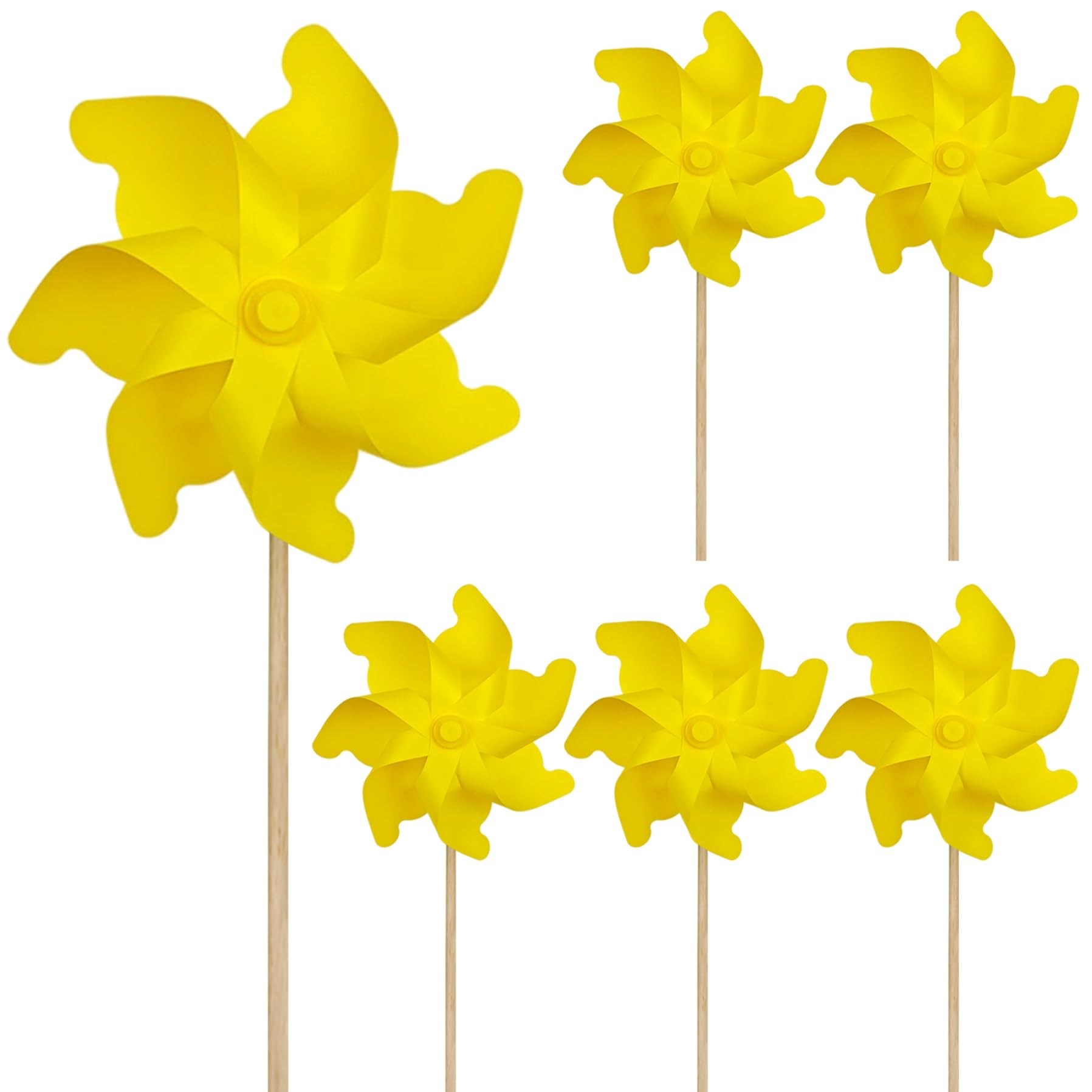 Molinetes para patio jardín de 7 aspas amarillas con estacas de 50 cm