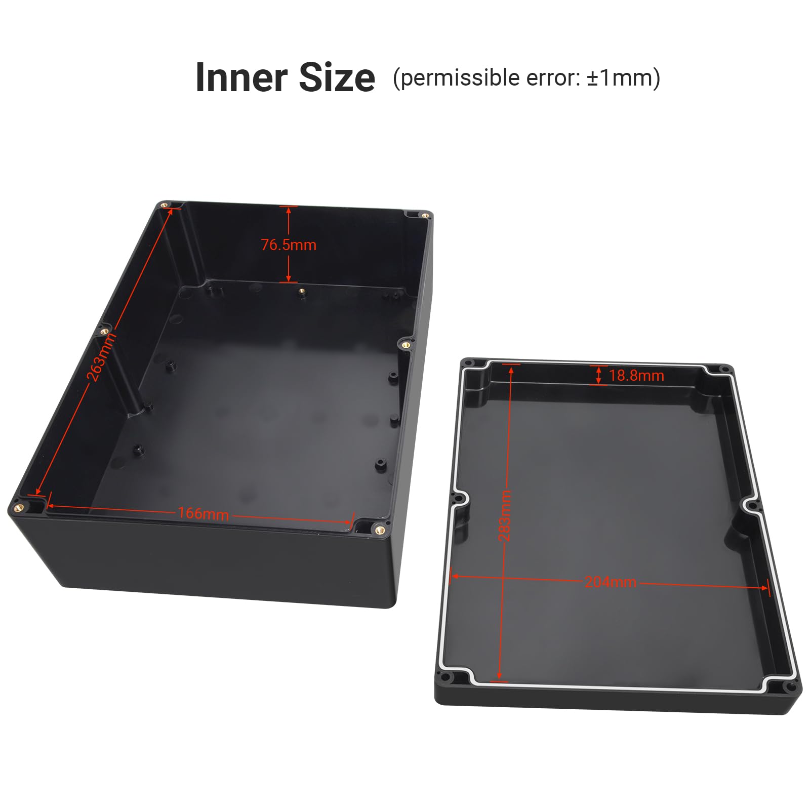 Project Box Therlan IP65 Waterproof Electronics Box DIY ABS Junction Box Universal Plastic Project Enclosure For Indoor Outdoor (Black - Image 3