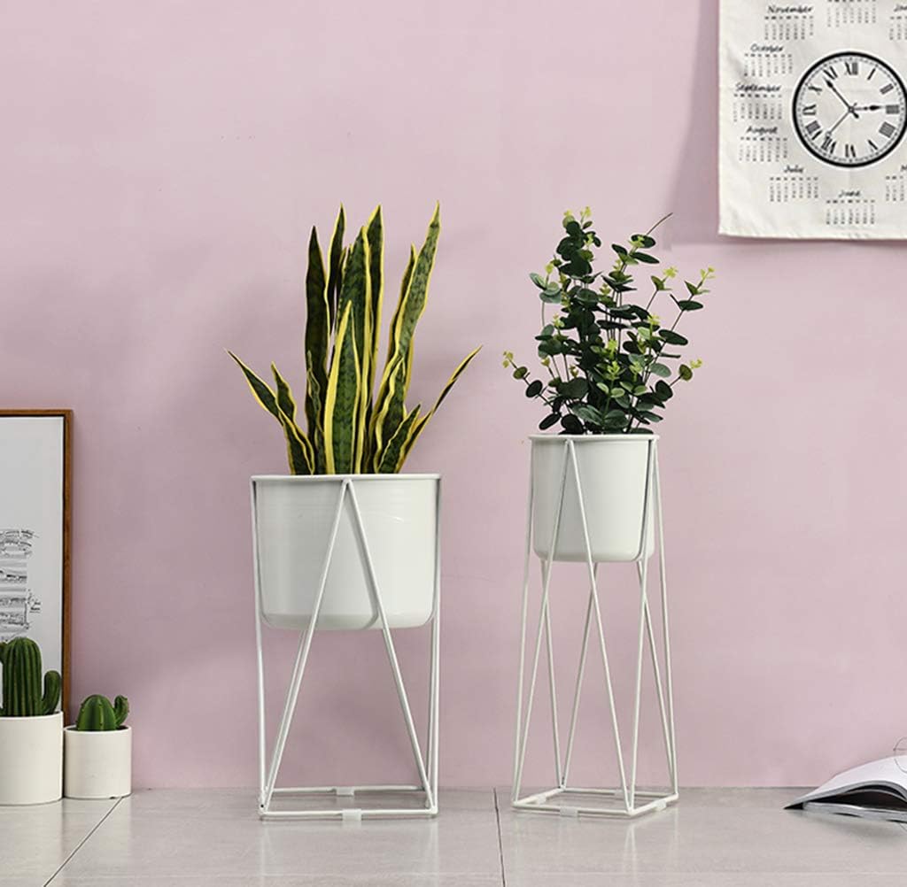 Iron Flower Pot Stand Garden Patio Plant Rack Balcony Decoration Display Holder Outdoor/Indoor Living Room Metal Bonsai Rack(White,Large)