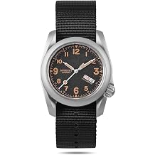 BODERRY Automatische Felduhr aus Titan f r Herren 40mm Milit r Uhr Tag Datum Funktion 100 Meter Wasserdicht mit Nylonband ...