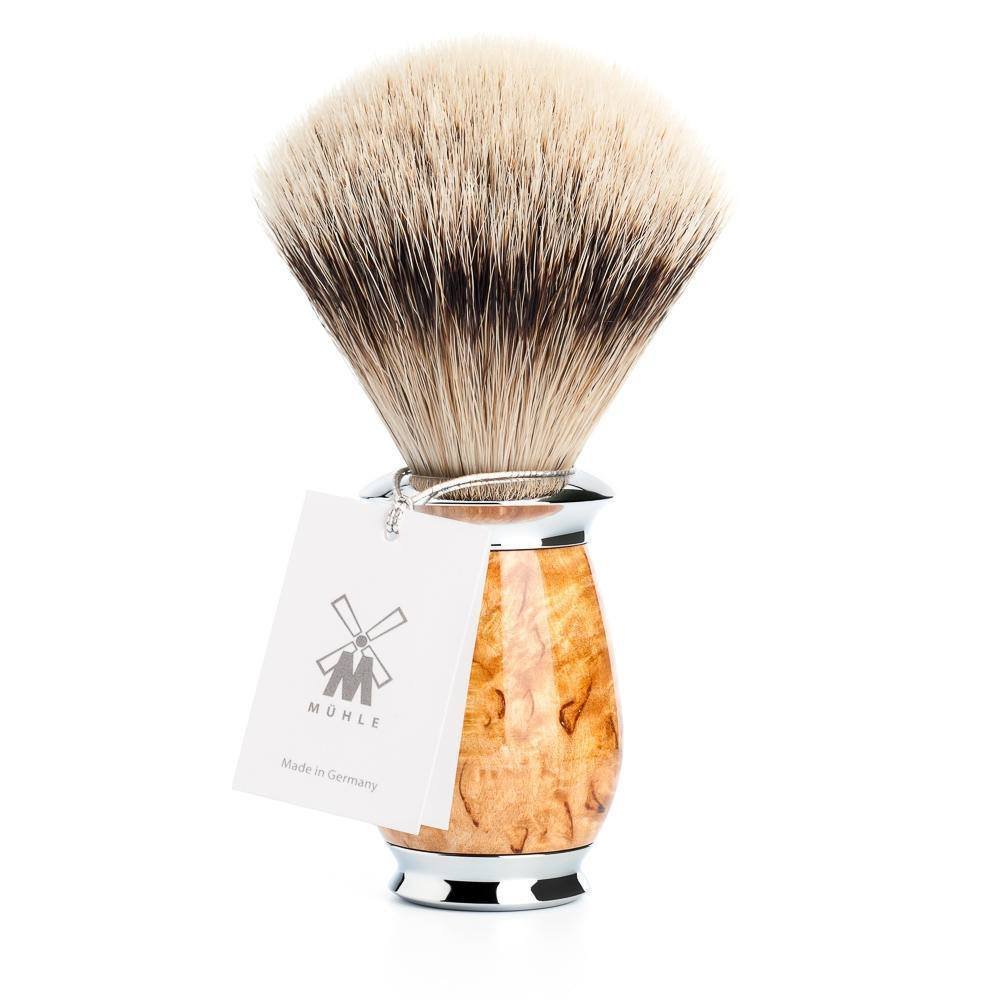 Mühle Purist Silvertip Badger - Brocha de afeitar con Karelian Masur Birch 091H55