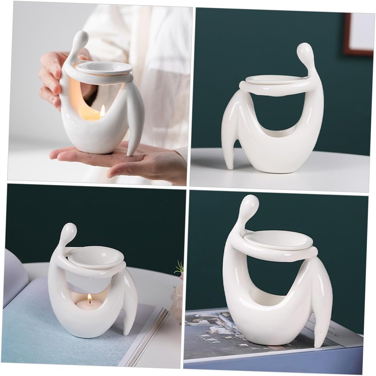 Balacoo Ceramic Incense Holder with Human Shape Design, Essential Oil Burner for Home and Office, Decorative Aromatherapy Candle Burner, 1pcs Indoor Aroma Diffuser