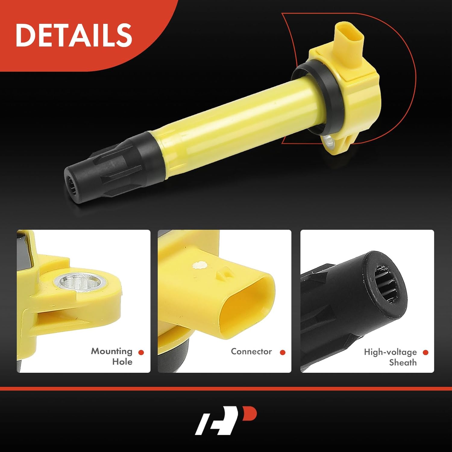 A-Premium Engine Ignition Coil Pack Compatible with Jeep Compass Patriot 2007-2017 & Dodge Journey 2009-2020, Avenger 2008-2014, Caliber 2007-2012 & Chrysler 200 2011-2014, Sebring, Yellow, Set of 4