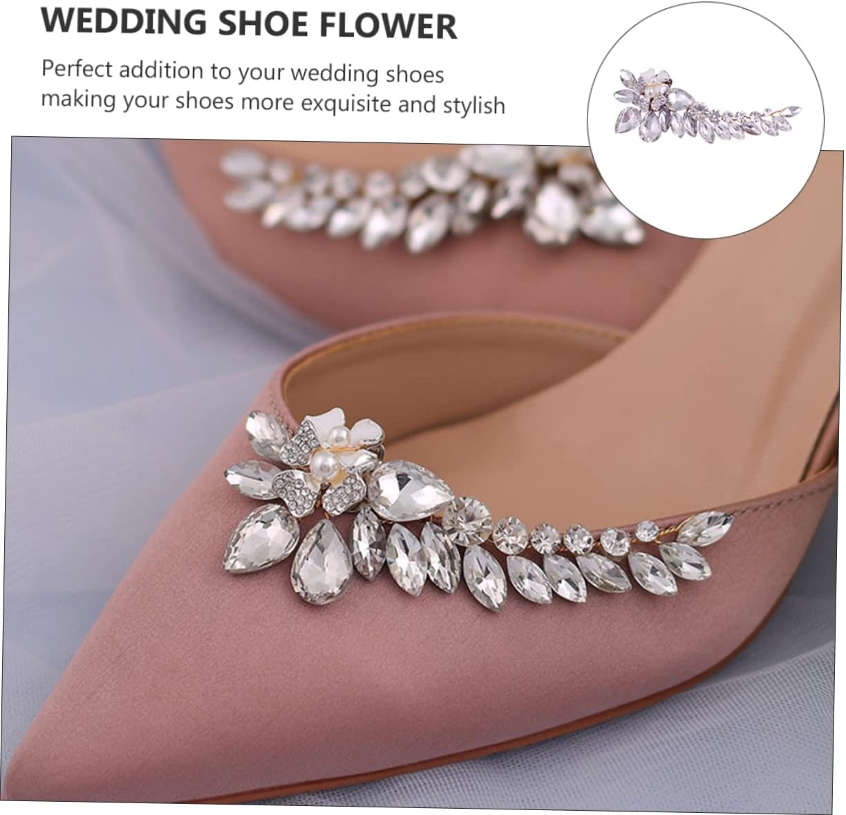 IMIKEYA 1 Pair Shoe Buckle Wedding Shoes for Bride Rhinestone Applique Pearl Jewelry Wedding Bridal Shoes Clips Bridal Crystals Shoe Clips Bridal Jewelry High Heel Ornaments Rhinestones