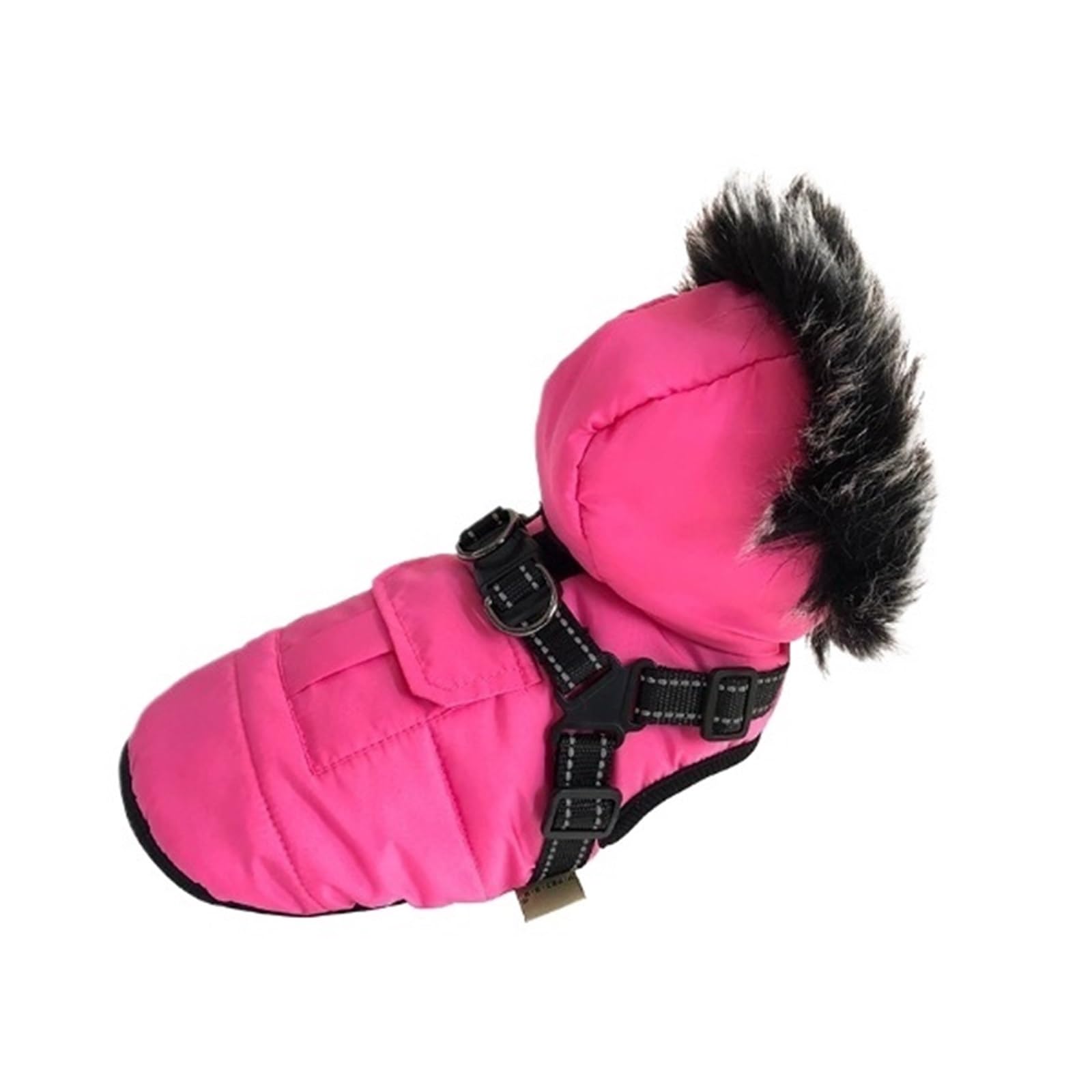 Manteau d'hiver pour chien avec harnais intégré et capuche réglable polaire XL rose rouge
