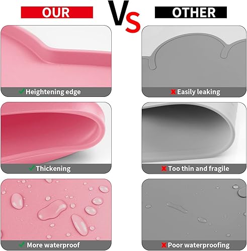 Miniatura 4 de Ptlom Tapete de silicona para alimentación de mascotas para perros y gatos, mantel individual de labios altos para mascotas, antideslizante,