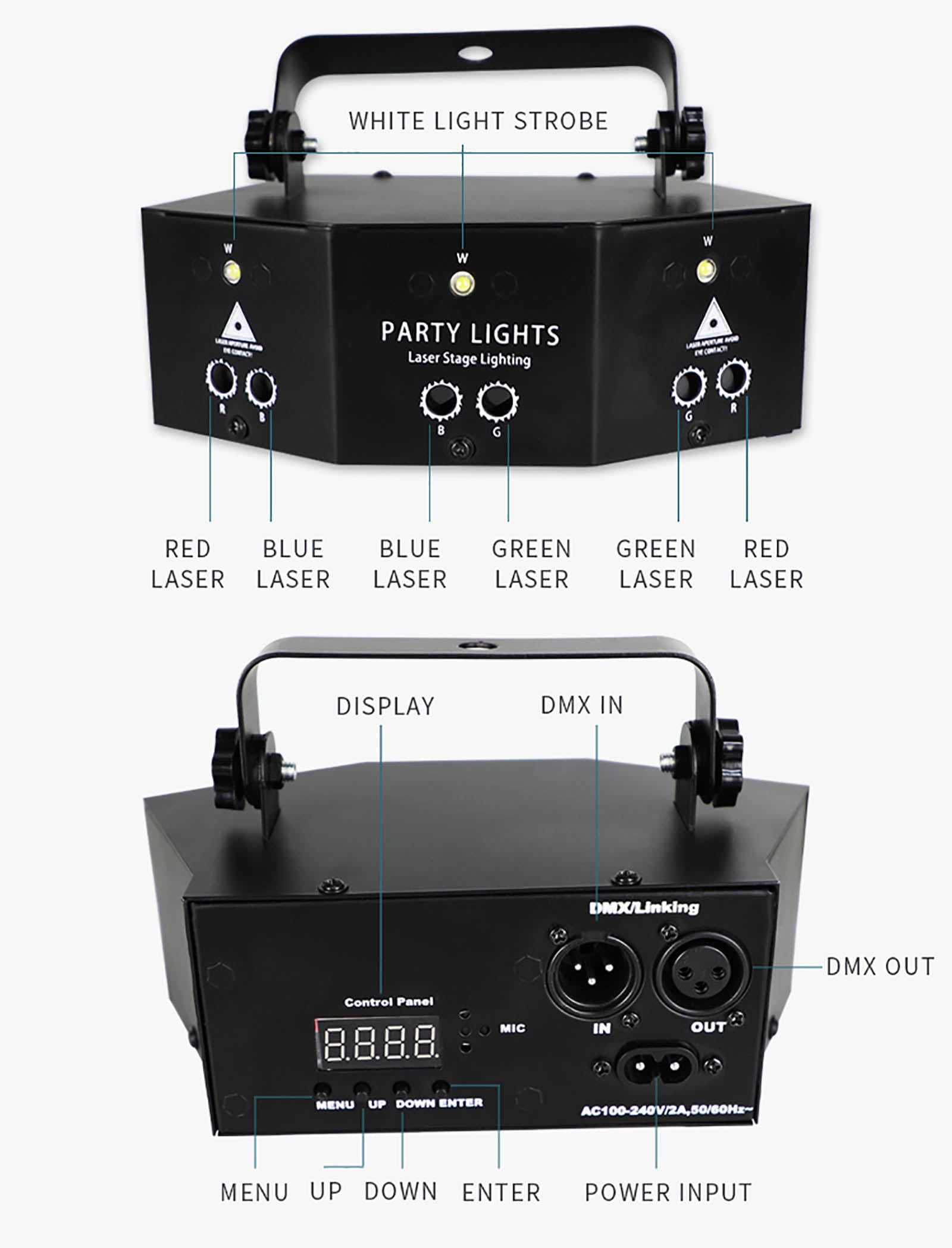 9 Eye RGB Proyector De Luz De Haz De Discoteca, Luz Estroboscópica Remota DMX, 4 Modos Ajustables, Luz De La Cabeza En Movimiento, para Accesorios para Fiestas