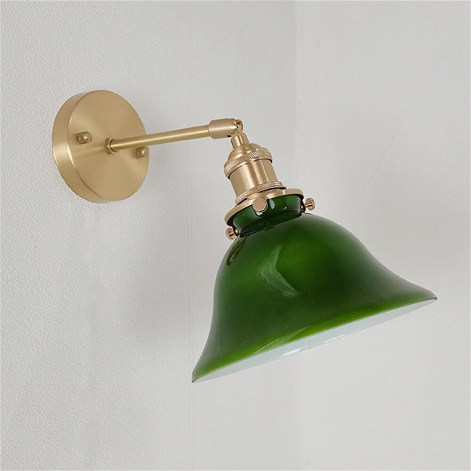 Lampada da Parete Vintage Industriale con Luce in Vetro per Interni, Applique in Ottone con Base E27, Luce Girevole a 180 Gradi per Camera da Letto, Soggiorno, Comodino