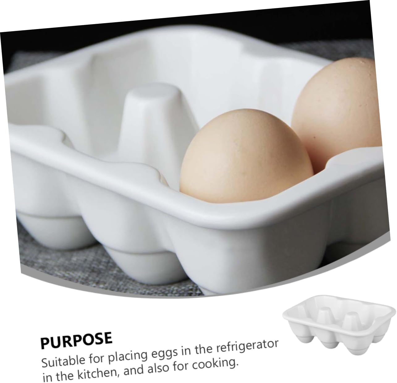 Ceramic Egg Tray for Refrigerator 6-Grid White Egg Storage Organizer Lid Multi-Functional and Home Use