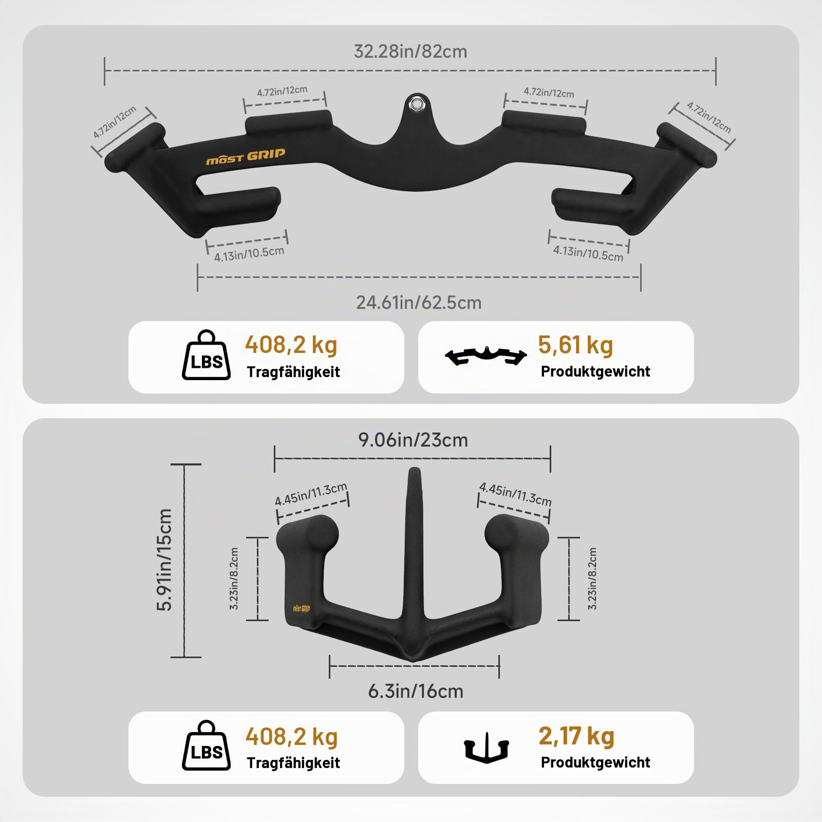 Latzugstange Set mit 8 Ergonomischen Griffen, Dreieckige Stabilität Latzug Griff für Das Training des Gesamten Rückens, Latzug Stange für Das Training Im Fitnessstudio oder Zu Hause