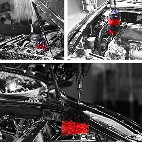 SGCB 18” Long Car Rim Cleaning Brush, Easy Reach Deep Wheel and Rim Detailing Brush Narrow Car Wheel Rim Cleaner Brush Soft Bristle Rim Tire Detail Wheel Hub Brush for Rim Wheel Exhaust Tips