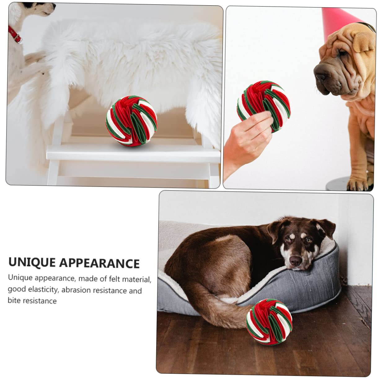 Supvox 3stücke Pet Dog Sniff Toy Bunter Schnüffelball Für Hunde Interaktives Spielzeug Aus Robustem Filz Für Langsames Füttern Bekämpfung Von Langeweile