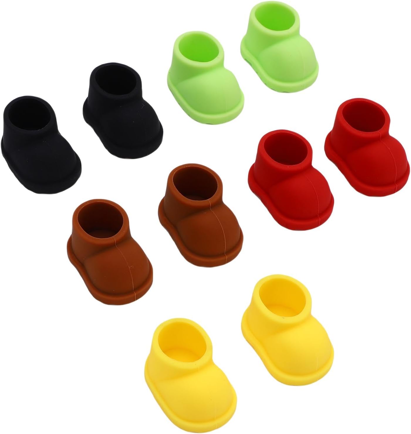 TOPINCN Doll Shoes, 5 Pairs Cute Silicone Boots for 17cm Dolls, with Vibrant Colors Black Brown Red Yellow Green, Easy to Wear and Remove